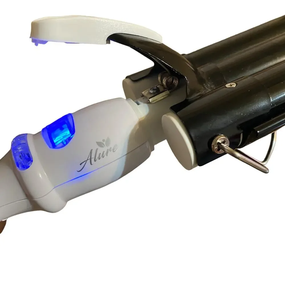 Alure Triple Barrel Ceramic Crimping Waving Wand Digital Curling Iron White